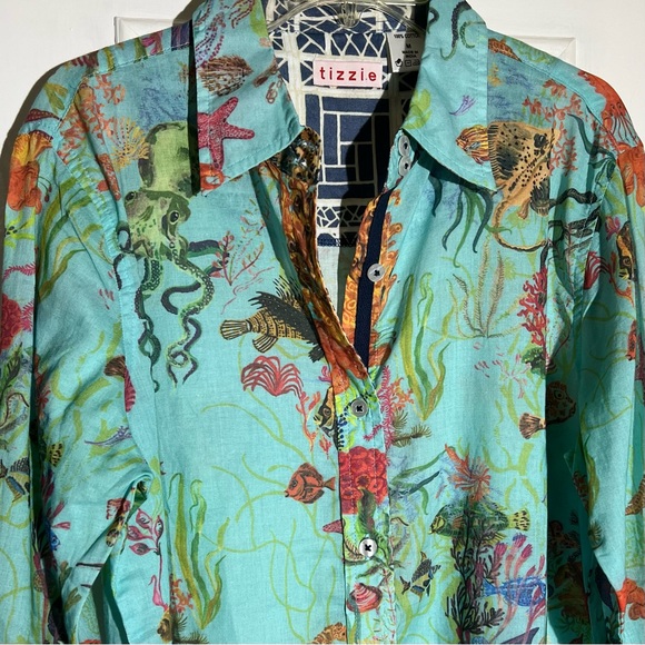 Tizzie Tops - TIZZIE Ocean-Themed Button-Up Shirt